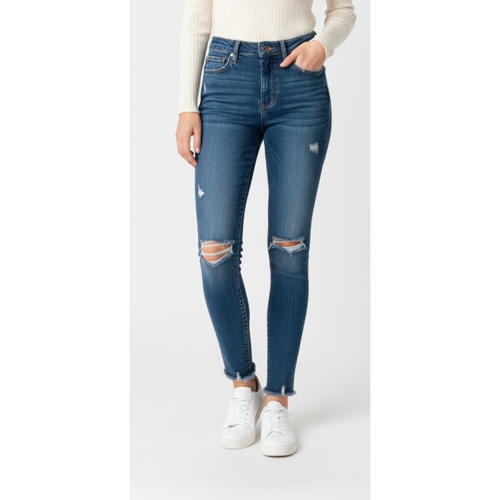 GOOD AMERICAN Jeans Womens Good Waist Size 00/24 High Rise Skinny Raw Hem